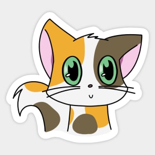 Cute Calico Cat With Green Eyes Sticker